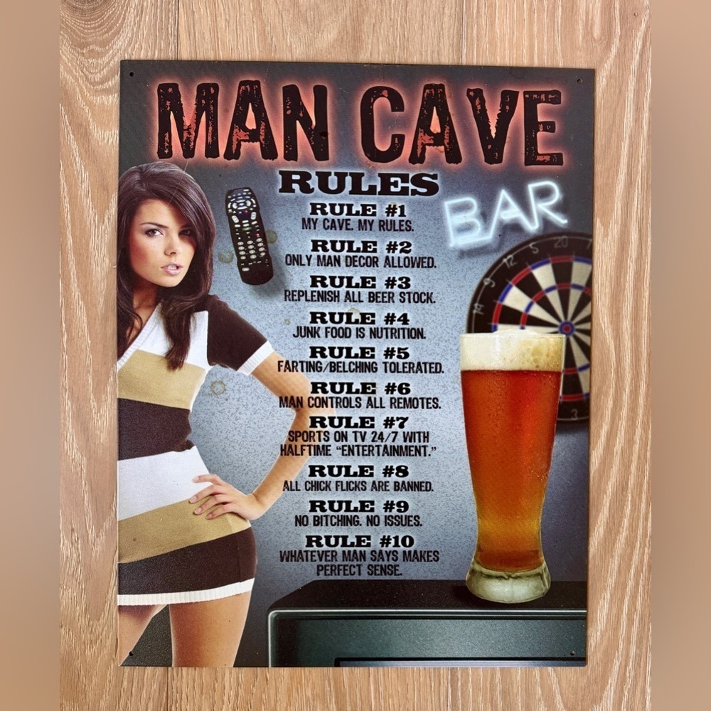 Man Cave Rules Metal Sign